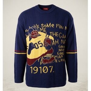VTG Platinum FUBU Fat Albert Sweater XL Navy Blue Philadelphia 19107 Hip Hop Y2K